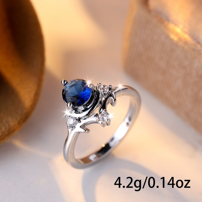 Wholesale  wish new antler blue diamond ring simple
