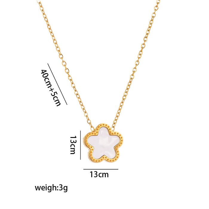 Wholesale plum blossom fritillary pendant diamond titanium steel necklace female niche flower