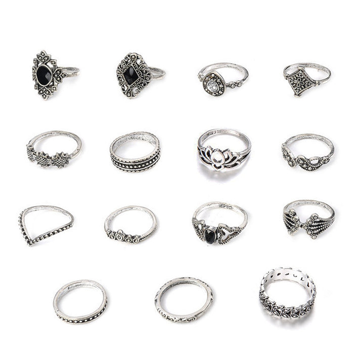 Wholesale silver women's new personalized ring 15-piece set