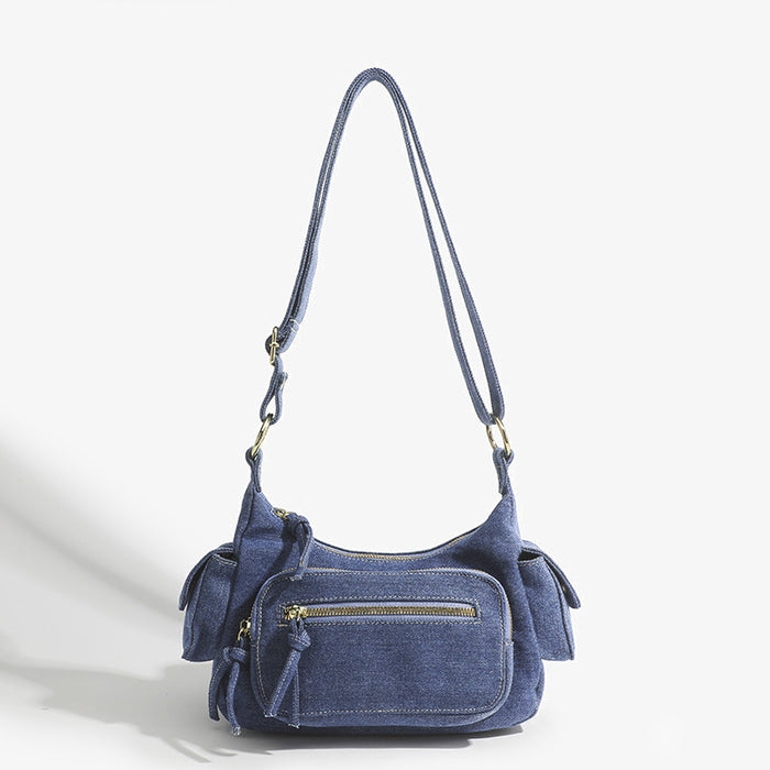 Wholesale Vintage Blue Denim Multi-Pocket Crossbody Bag JDC-SD-KuaiKe008