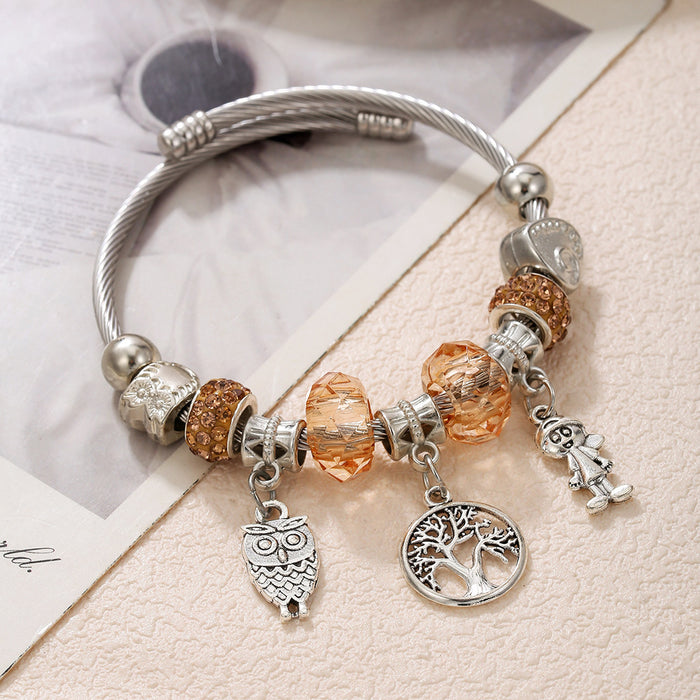 Wholesale DIY Beaded Multi-Element Stainless Steel and Copper Alloy Bangle