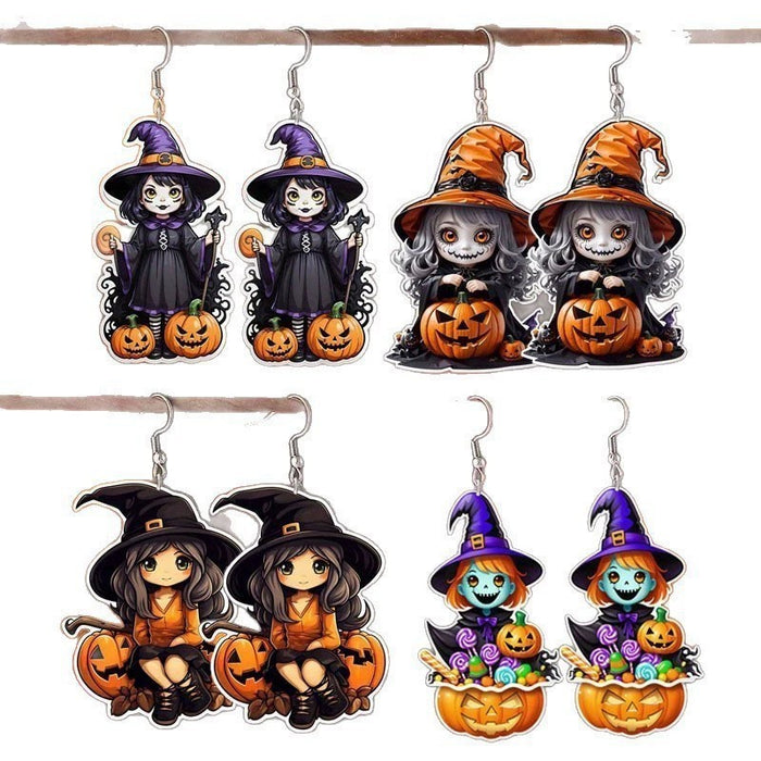 Wholesale Skull Acrylic Flat Pendant Earrings Fashion Jewelry Accessory MOQ≥2