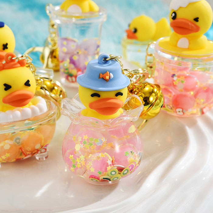 Wholesale Acrylic Luminous Yellow Duck Bell Cartoon Keychain JDC-KC-ShuangD016