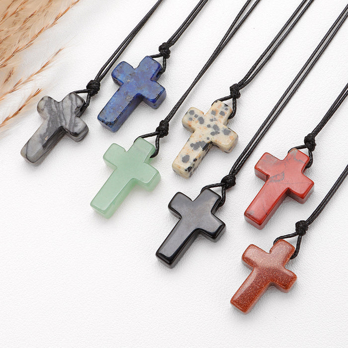 Wholesale Cross pendant DIY jewelry accessories leather cord clavicle necklace