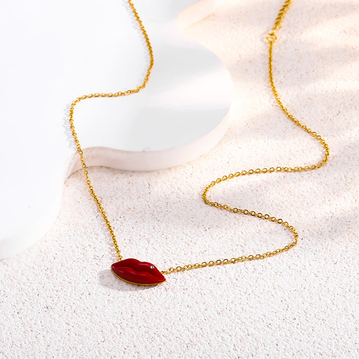 Wholesale Red Lip Pendant Pendant Women' s Necklace