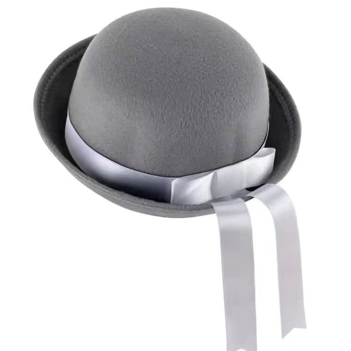 Wholesale Uniform hat, small round hat, versatile round woolen hat, ribbon hat