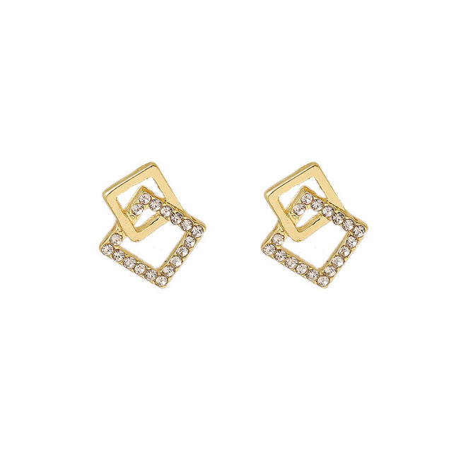 Wholesale S925 Silver Square Zircon Geometric Simple Earrings  JDC-ES- XiangDuan013