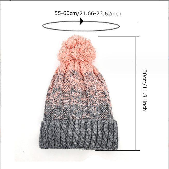 Wholesale fur ball fleece-lined warm knitted winter hat