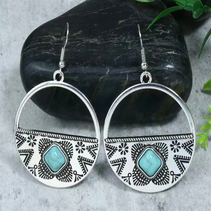 Wholesale 2pcs Retro Round Flower Tassel Earrings