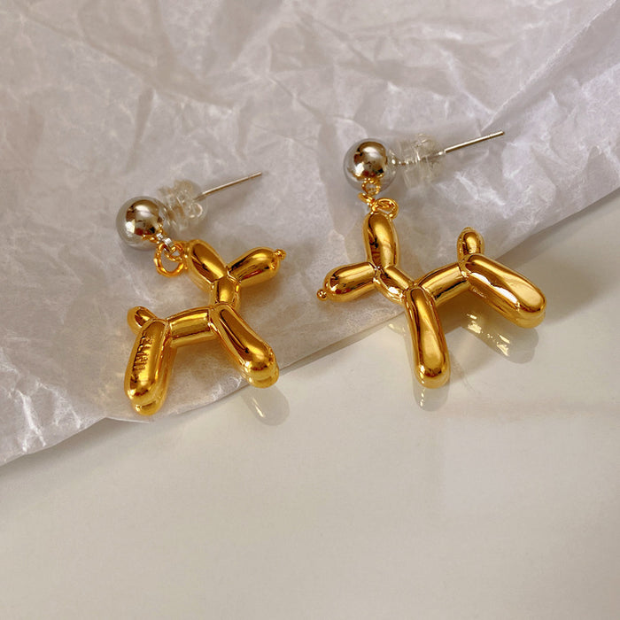 Wholesale  Cartoon Alloy Balloon Dog  Earrings Female s925 Silver Needle Earrings