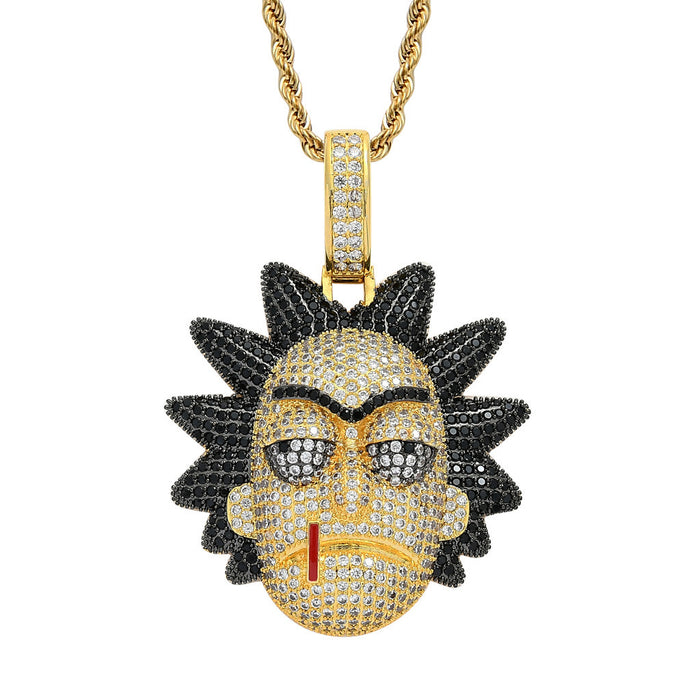 Wholesale cartoon Figure Micro-inlaid Hip-hop Necklace