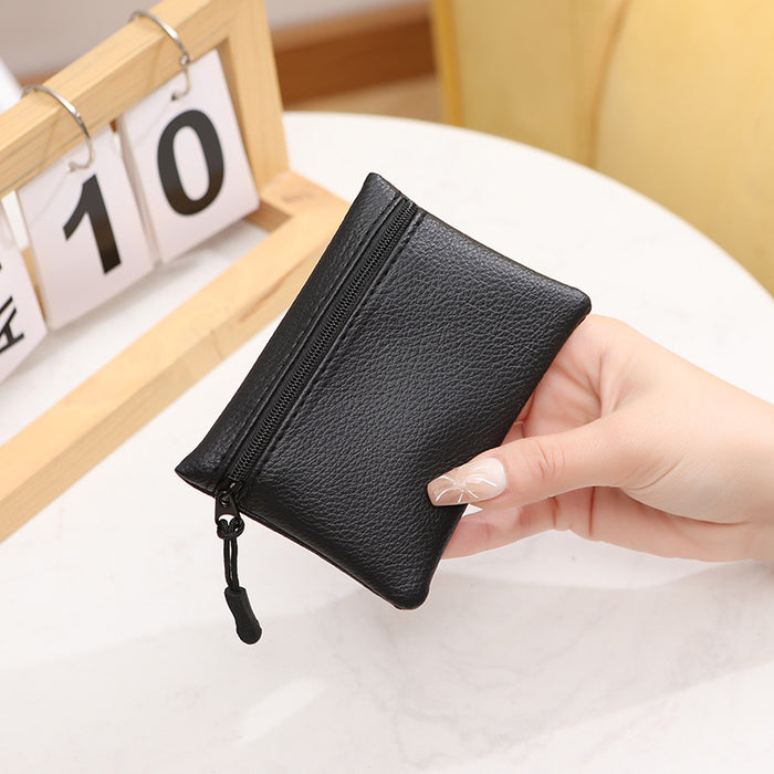 Wholesale pattern zipper coin purse solid color PU soft leather women's Coin card bag