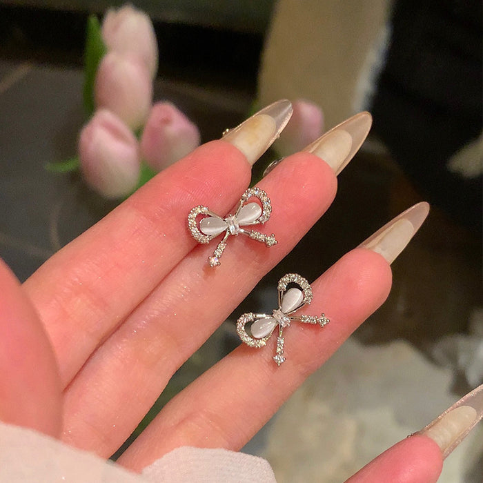 Wholesale Bow earrings, light luxury, niche, high-end earrings, new exquisite earrings, temperament earrings