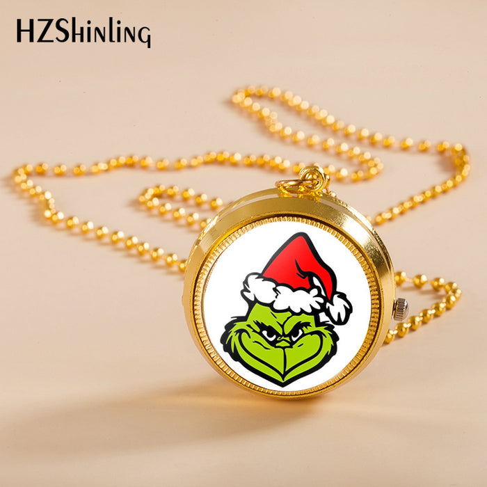 Wholesale Alloy Christmas Monster Grinch Rotating Pocket Watch JDC-PH-XiangL002