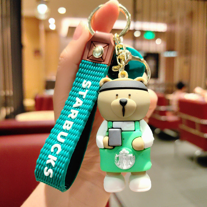 Wholesale Cute Bear Doll Car Milk Tea Cup Pendant Keychain JDC-KC-ShuoT007