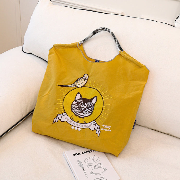 Wholesale Canvas bag embroidery shopping bag tote bag large capacity bag women' s handbag crossbody bag
