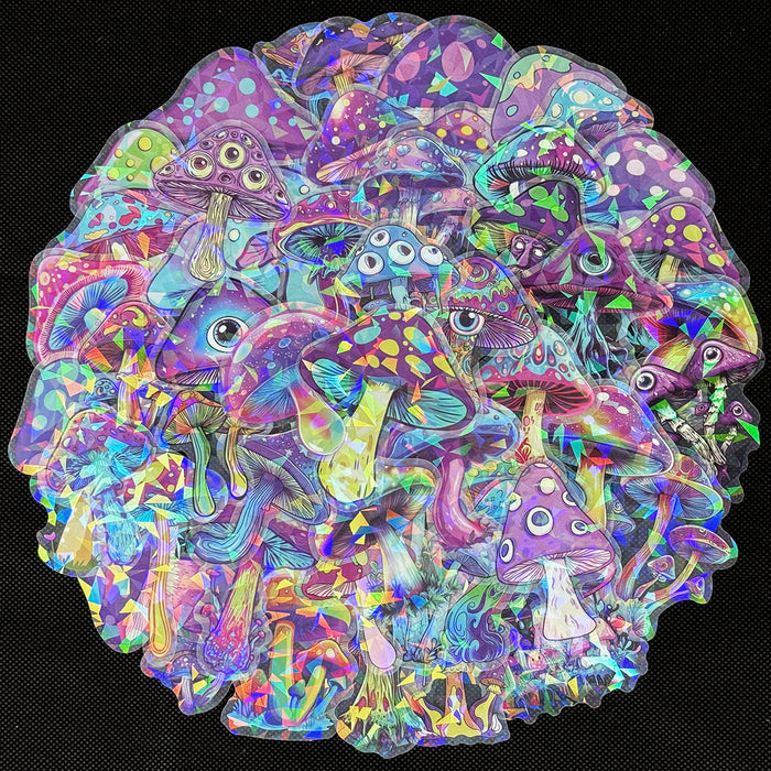 Wholesale 50 Transparent Colorful Mushroom Decorative Pet Stickers