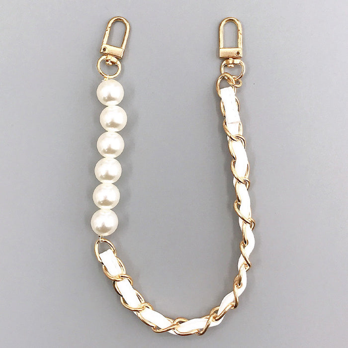 Wholesale Pearl Handheld Chain DIY Mobile Phone Case Accessories Metal Chain Keychains JDC-KC-GL003