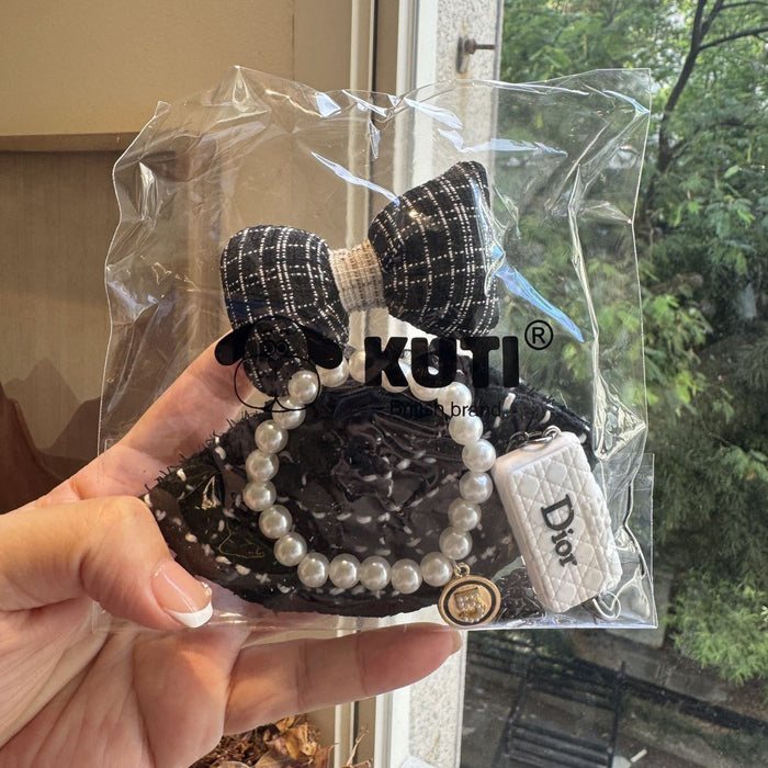 Wholesale Doll Clothes Accessories Bow Black and White Plaid Skirt Clothes