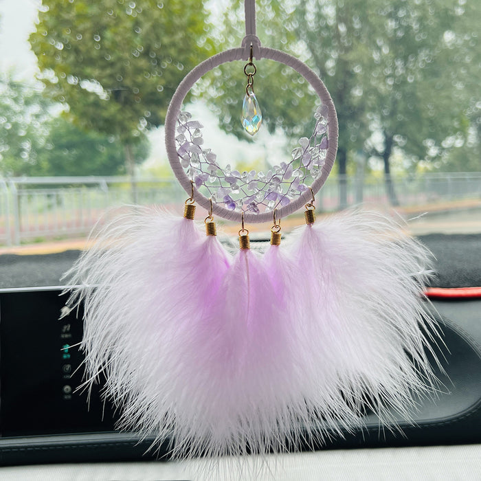 Wholesale Feather Crystal Dreamcatcher Car Hanging Ornament MOQ≥2