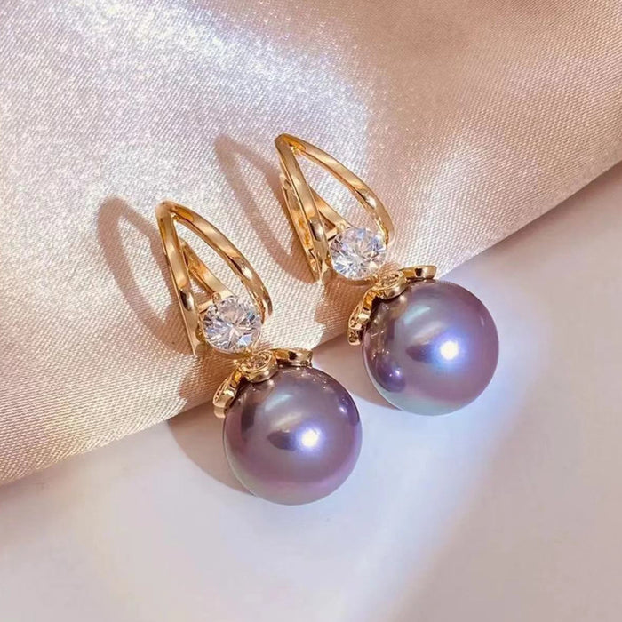 Wholesale  Diamond-encrusted Red Pearl Earrings Autumn and Winter  Atmospheric  Earrings Earrings