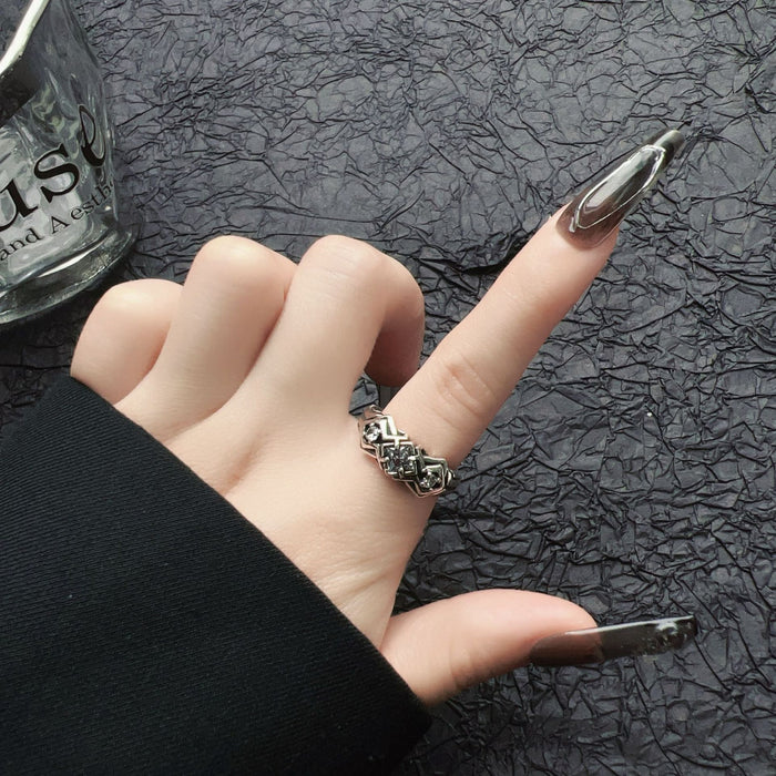 Wholesale Retro Purple Zirconia White Zirconia Ring Personalized Ring Open Zirconia Ring High End Feeling Ring