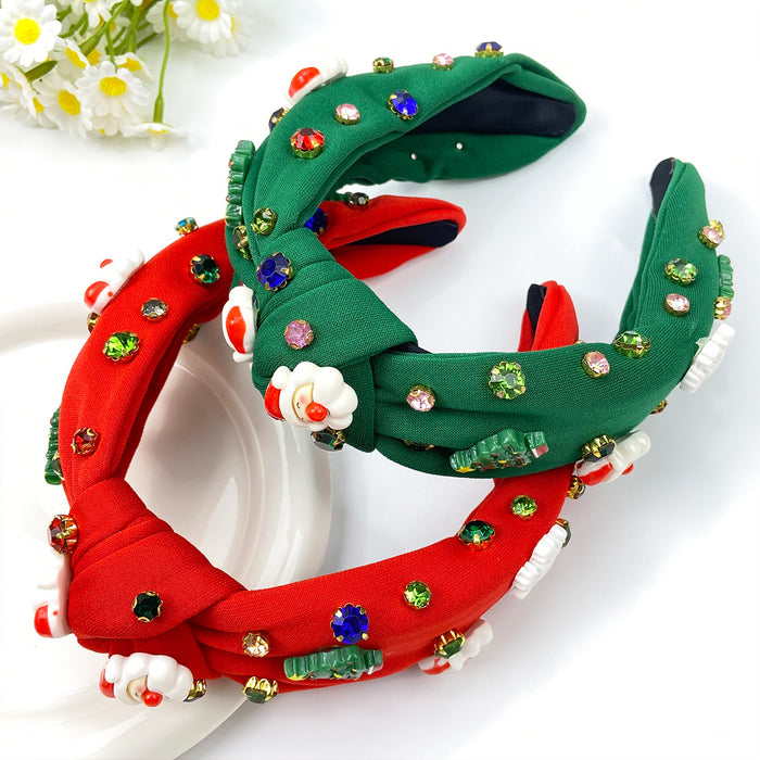 Wholesale Christmas  wide knotted  festive headband