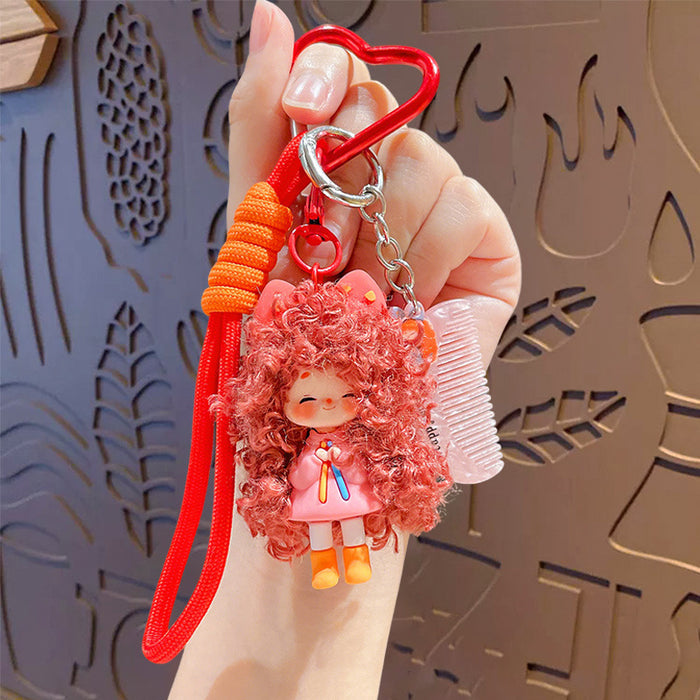 Wholesale PVC Cartoon Keychain Pendant Hairy Milk Doll Design Bag Charm MOQ≥2