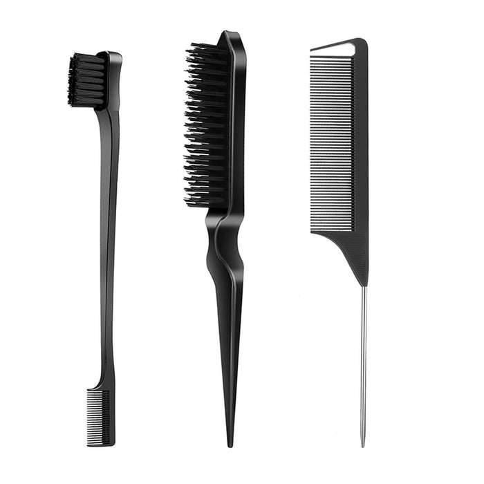 Wholesale 5 Piece Plastic Hair Styling Tool Set With Tail Comb And Brow Brush For Boutique Resale