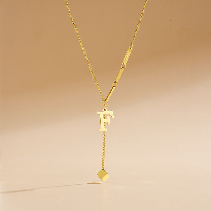 Wholesale Stainless Steel Necklace with Long  Block-Letter Tassel Pendant