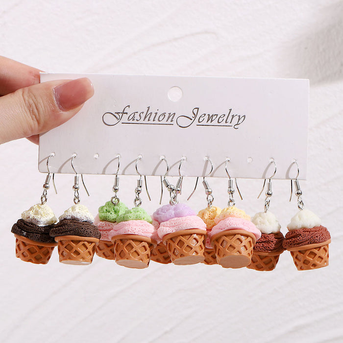 Wholesale Simulated Macaron Cake Earring Set Resin Jewelry Accessory Gift 5 Pairs