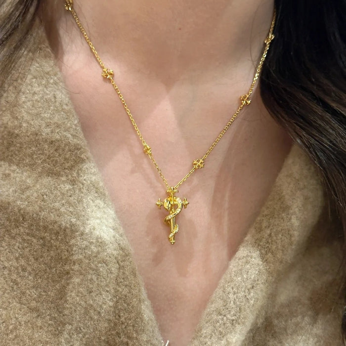 Wholesale S925 Sterling Silver Scepter Spirit Snake Necklace  Ancient Fa Spirit Snake Necklace Women's Retro Necklace
