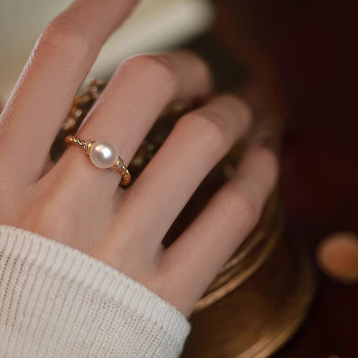 Wholesale Pearl ring niche design fashionable index finger ring personalized light luxury ring