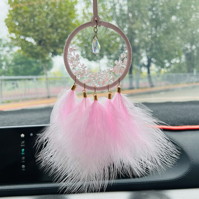 Wholesale Feather Crystal Dreamcatcher Car Hanging Ornament MOQ≥2