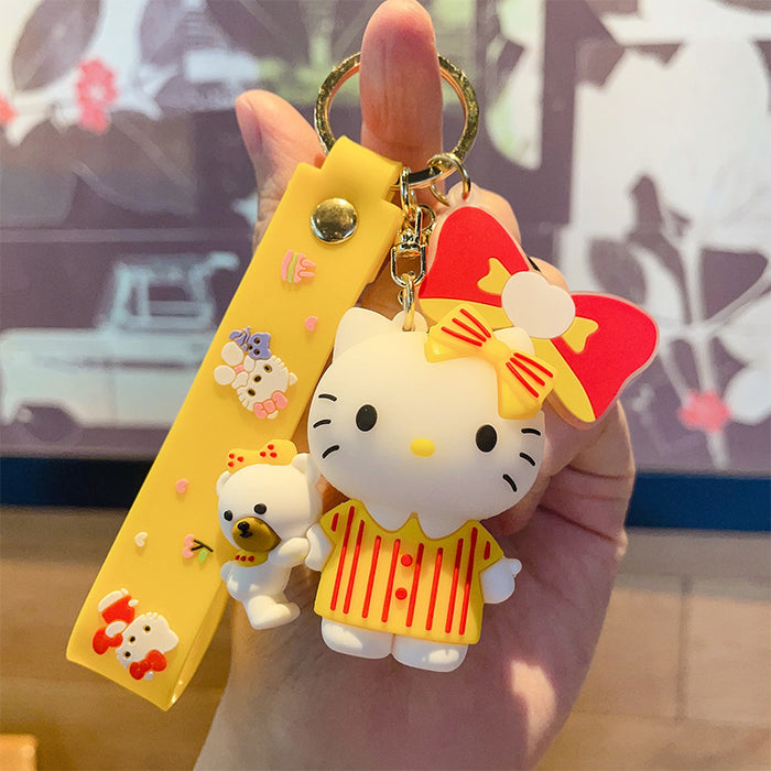 Wholesale Keychain Cartoon Animation PVC Doll Cat Bag Pendant Car Key Ring Creative Gift