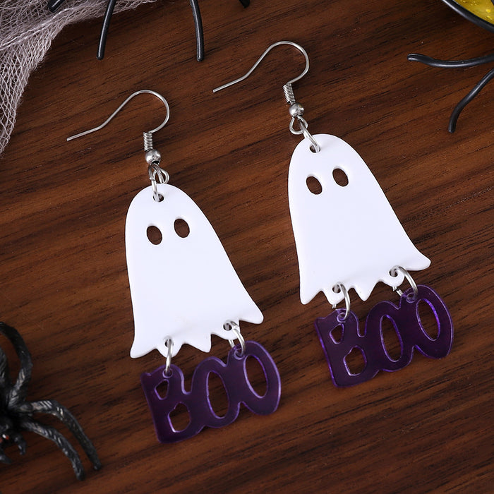 Wholesale  Gothic style black and white ghost splicing pendant earrings acrylic earrings