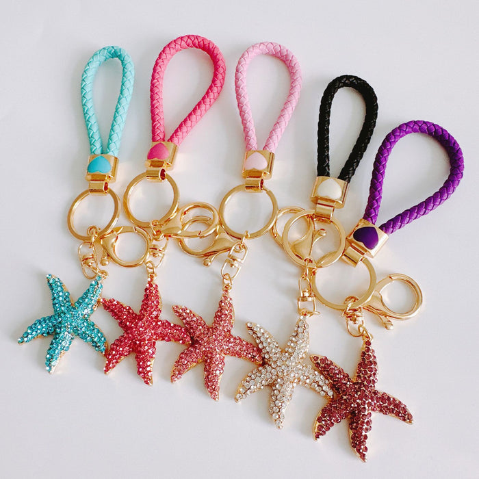 Wholesale Rhinestone Starfish Zinc Alloy Keychain JDC-KC-ZhanLun020