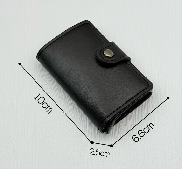 Wholesale RFID Blocking Card Wallet Solid Black PU Leather Everyday Use Gift Boutique Resale MOQ≥2