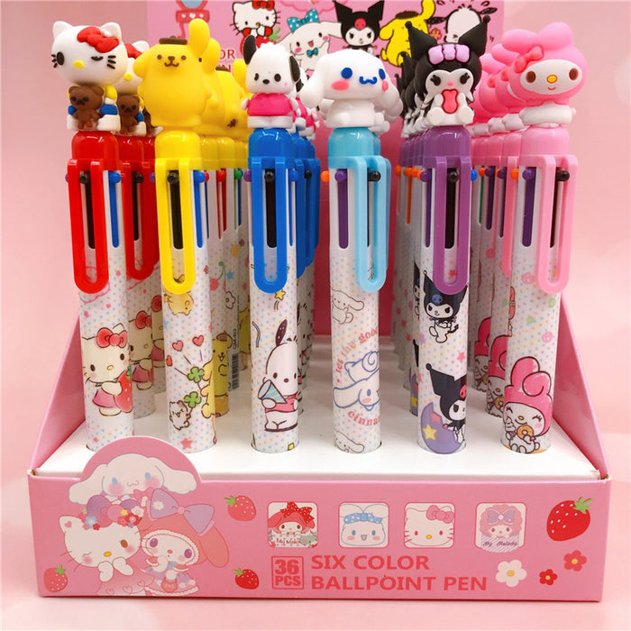 Wholesale 36pcs/box Silicone Doll Head Six Colors Ballpoint Pen JDC-PN-YaLL003