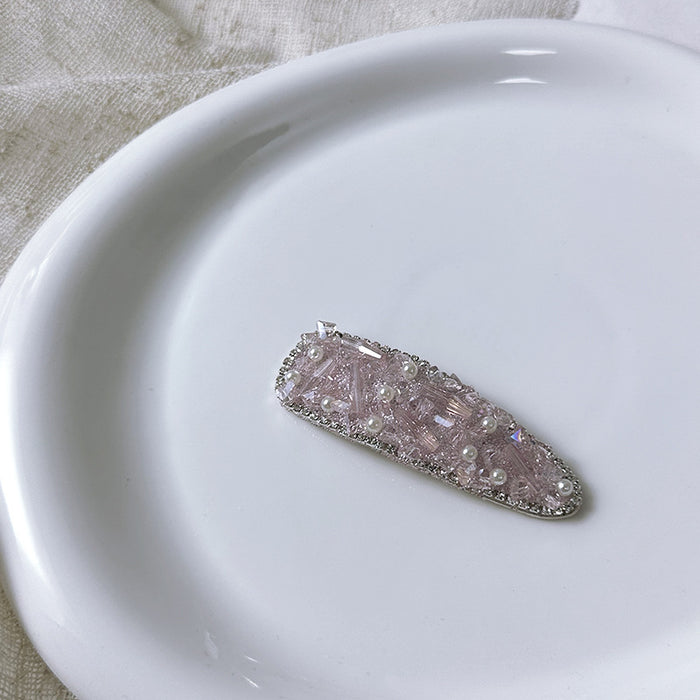 Wholesale Full Diamond Light Amethyst Hairpin Elegant Side Bangs Clip Duckbill Clip Hairpin