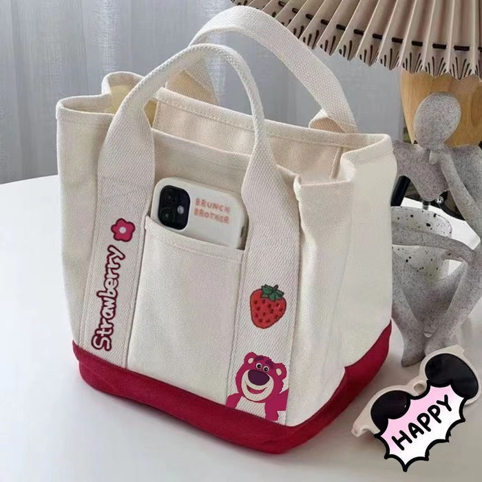 Wholesale Cartoon Embroidered Canvas Bag Baoma Going Out Handbag Lunch Bag Office Handbag Storage Bag