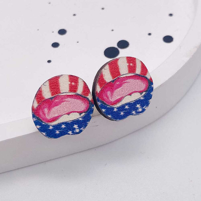 Wholesale United States Independence Day wooden star earrings JDC-ES-Susheng011