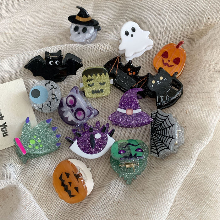 Wholesale  Acrylic Hair Claw Clip Fun Ghost Pumpkin Bat Design Fashion Hair Accessory Boutique Resale