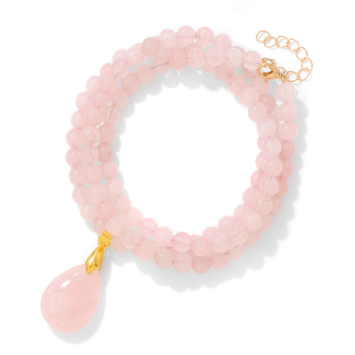 Wholesale 6mm stone bead teardrop pendant long necklace