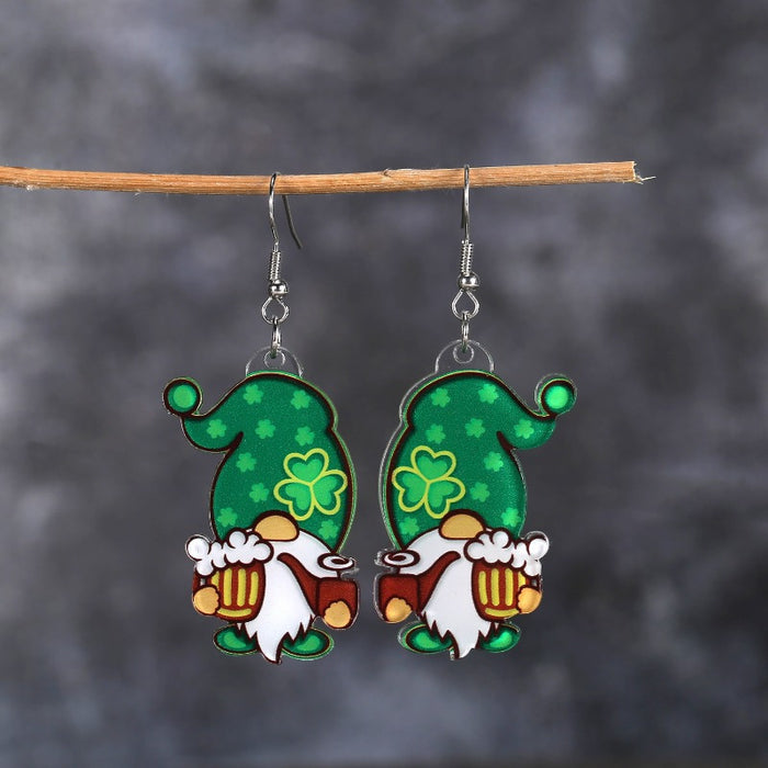 Wholesale Green Heart Acrylic Earrings St.  Patrick' s Day Fashion Accessory