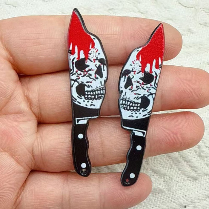 Wholesale 10pcs  Acrylic Scissors and Axe Novelty Props Double-sided Printed Pendant DIY Earrings and Bracelets