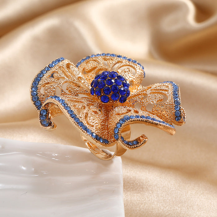 Wholesale Fashionable exaggerated opening noble temperament retro hollow diamond inlaid ring