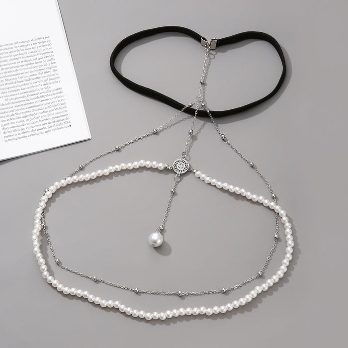 Wholesale Exaggerated Simple Multi-layer Pearl Chain Leg Chain Female ins Creative Personalized Long Body Chain Jewelry