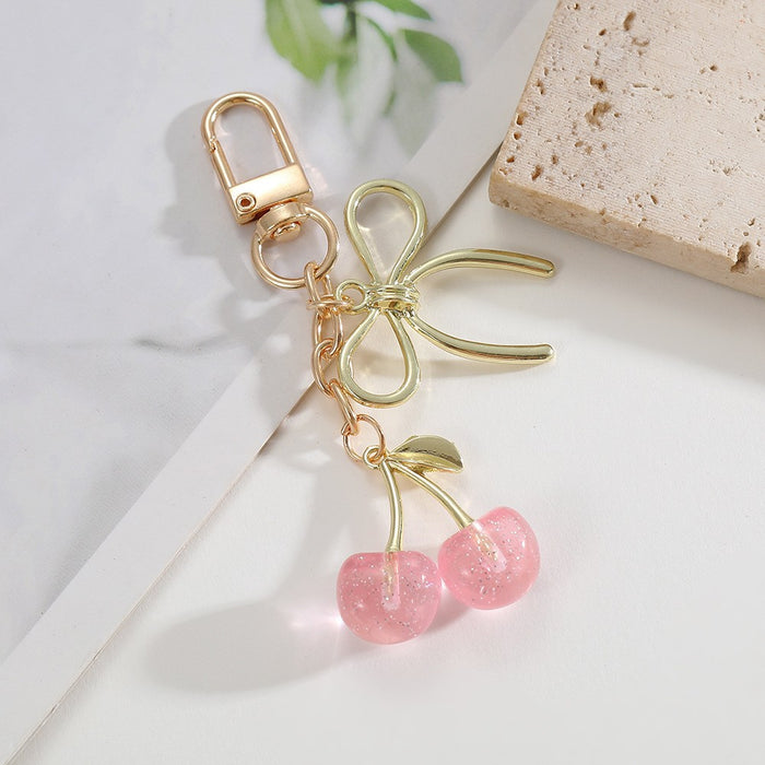 Wholesale Wine Red Cherry Keychain Pendant Cute Simulation Fruit Design MOQ≥3