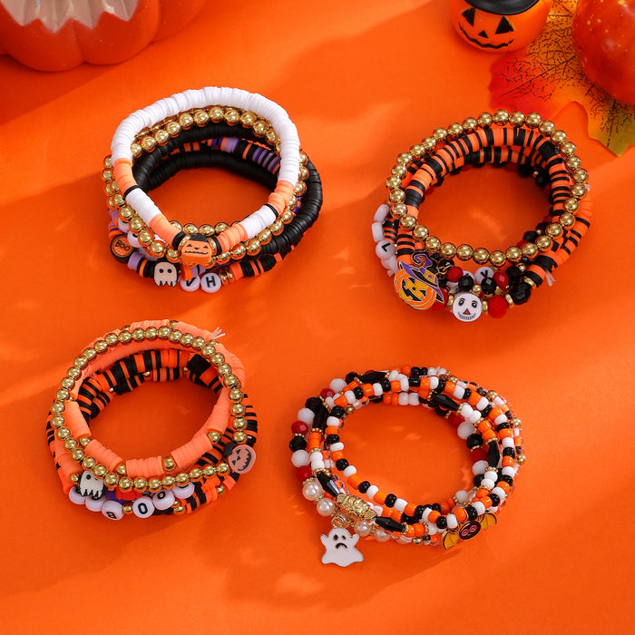 Wholesale  Bracelet Set Funny Pumpkin Bracelet Ghost Festival Polymer Clay Skull Bracelet Jewelry
